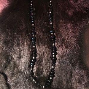 Black and dark metal bead necklace